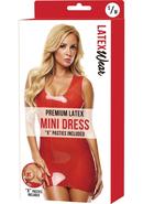 Premium Latex Mini Dress-red-s/m